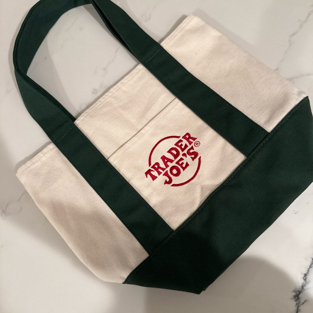Trader Joe's mini Canvas Tote Bag-Green